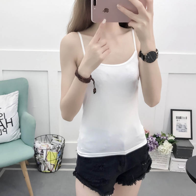 Áo Hai Dây Cổ Tròn Dáng Ôm Màu Trơn Phong Cách Hàn Quốc | BigBuy360 - bigbuy360.vn