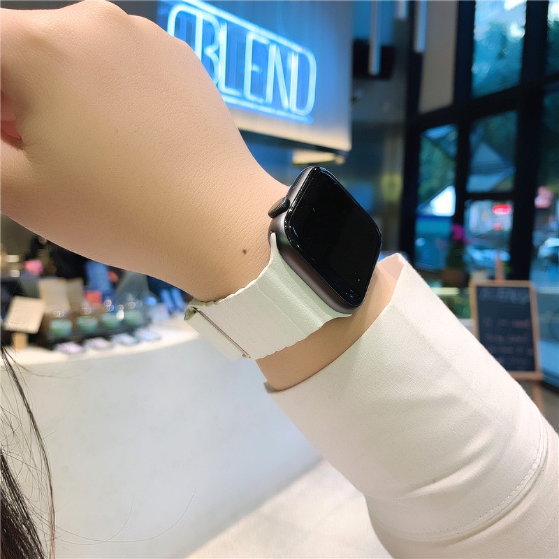 Dây đeo bằng da có khóa nam châm thích hợp cho đồng hồ Iwatch 6 SE 5 4 3 2 42mm/38mm/44mm/40mm