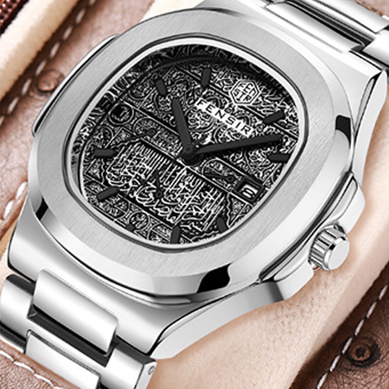 Đồng hồ nam chính hãng cao cấp chống nước đẹp dây thép hợp kim 316L mặt vuông thời trang W16