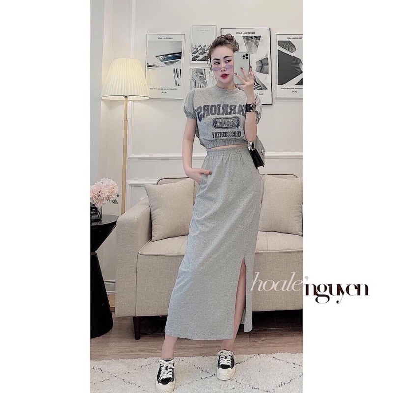 Set áo CROTOP chữ mix chân váy | BigBuy360 - bigbuy360.vn