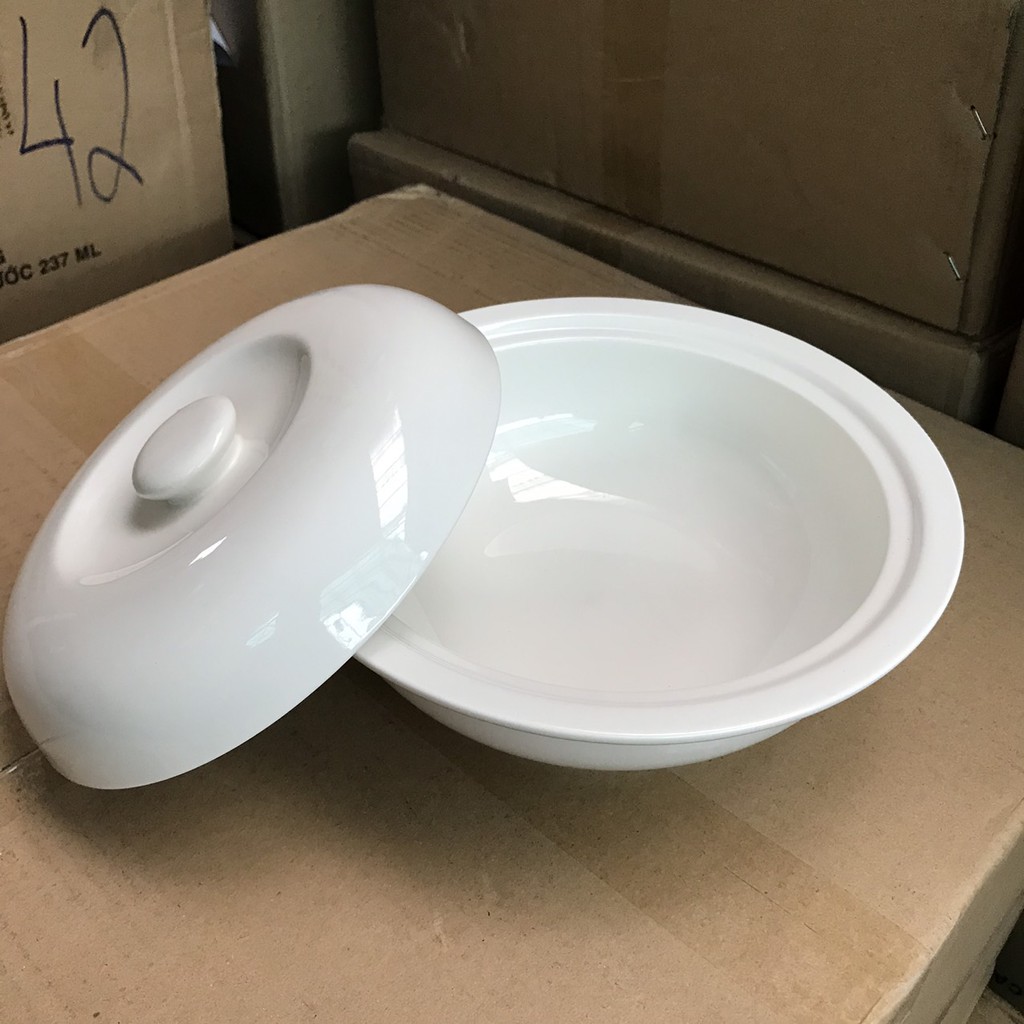 THỐ SỨ TRẮNG TRƠN CÓ NẮP ĐẬY LOẠI LỚN MINH CHÂU