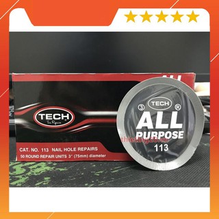 Hộp 50 miếng vá đa năng săm và lốp ô tô, xe máy Tech 113 (Tròn, 75mm)