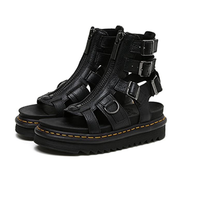 Dép nam Dr.Martens Dép đế dày có dây kéo Da vải thiều phía trước Nhẹ và thoải mái