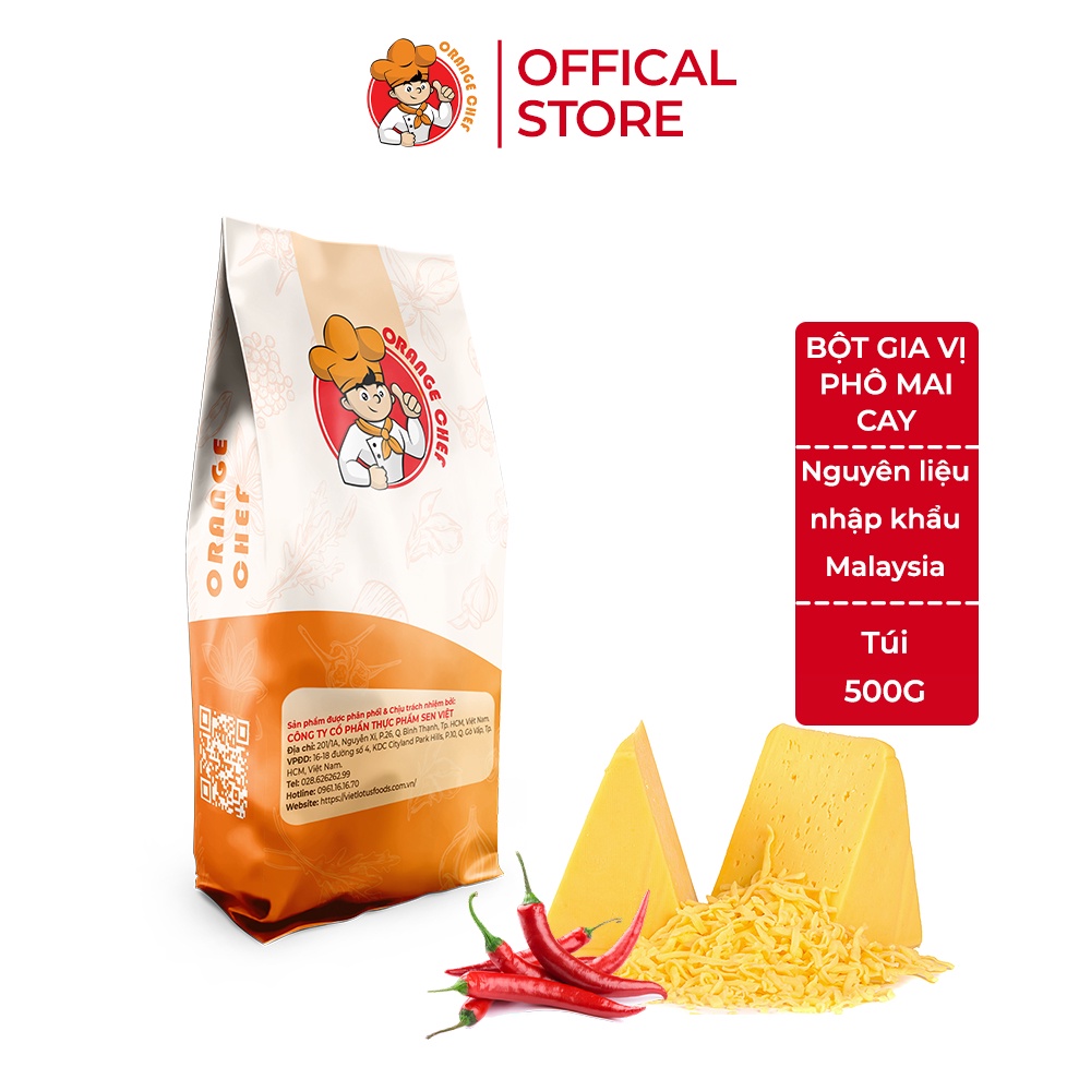 Bột Gia Vị Phô Mai Cay Spicy Cheese Seasoning - Orange Chef 500g Túi