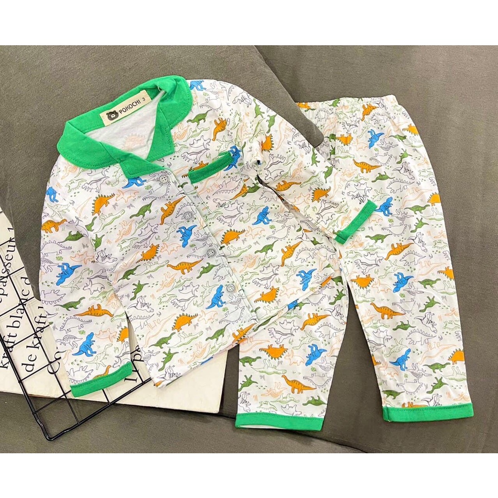[7-20kg] Bộ ngủ Pijama dài tay thu đông chất cotton xuất dư mền mịn cho bé trai - Set áo dài quần dài