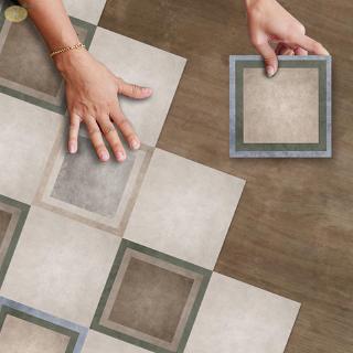 Bộ 10 miếng dán sàn kháng nước chống mài mòn chống trượt cho nhà tắm/ nhà bếp 20x20cm