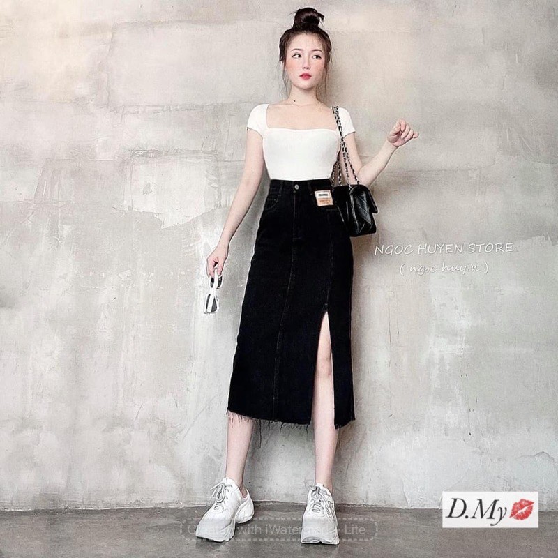 Váy bò xẻ đùi