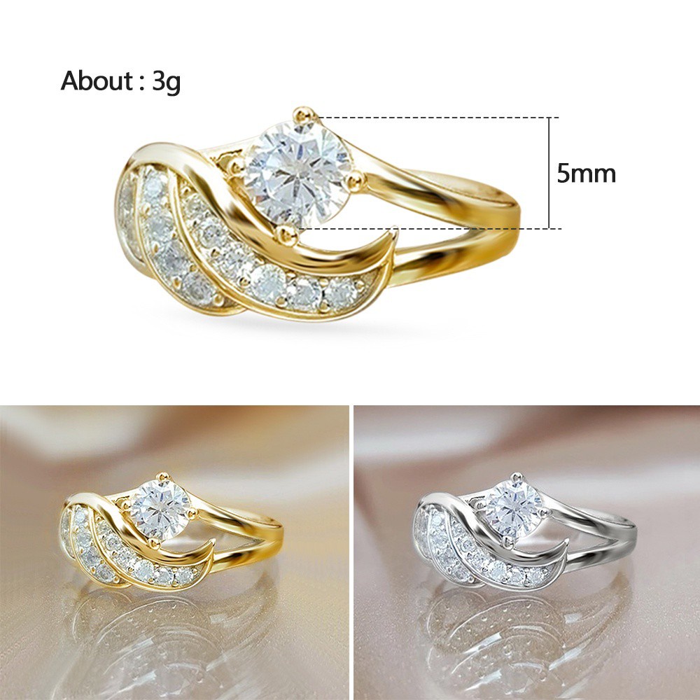 Nhẫn Hình Cánh Thiên Thần Đính Đá Zircon Thời Trang Cho Nữ