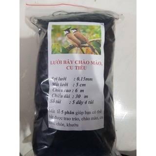 30m Lưới 5 Phân Bẫy Chim trao trảo, chào mào, cu tiểu, chòe, khướu