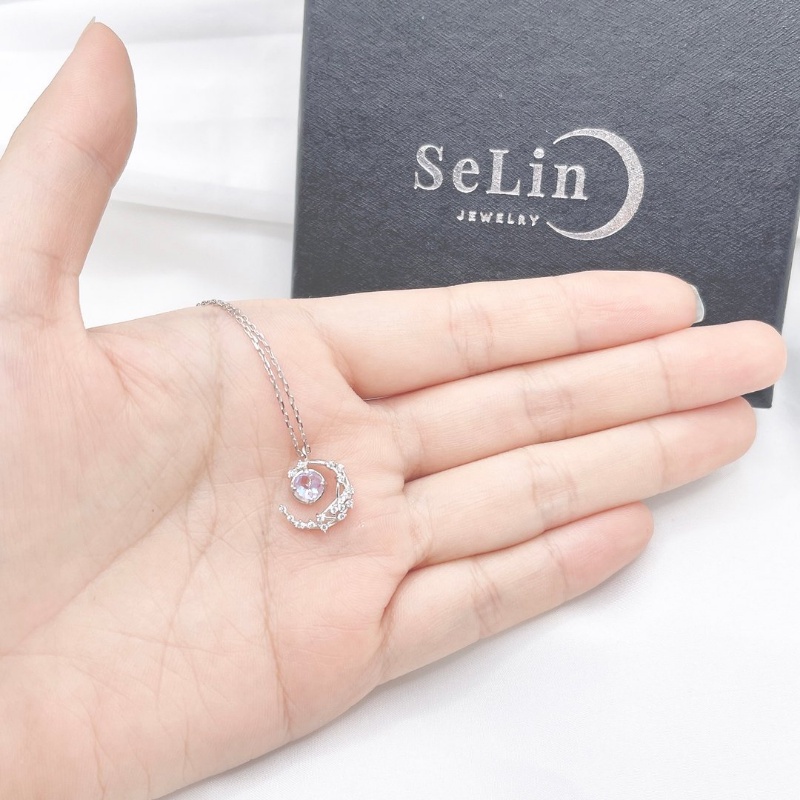 Dây chuyền vòng cổ bạc 925 nữ đính đá mặt trăng twinkle moon SELIN JEWELRY