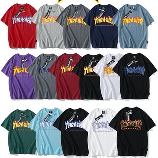 Thrasher Áo Thun Tay Ngắn Chất Liệu Cotton In Chữ Thời Trang Dành Cho Cặp Đôi