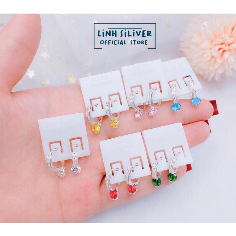 BÔNG TAI ĐÍNH ĐÁ CHO BÉ GÁI- KHUYÊN TAI BẠC TRẺ CON