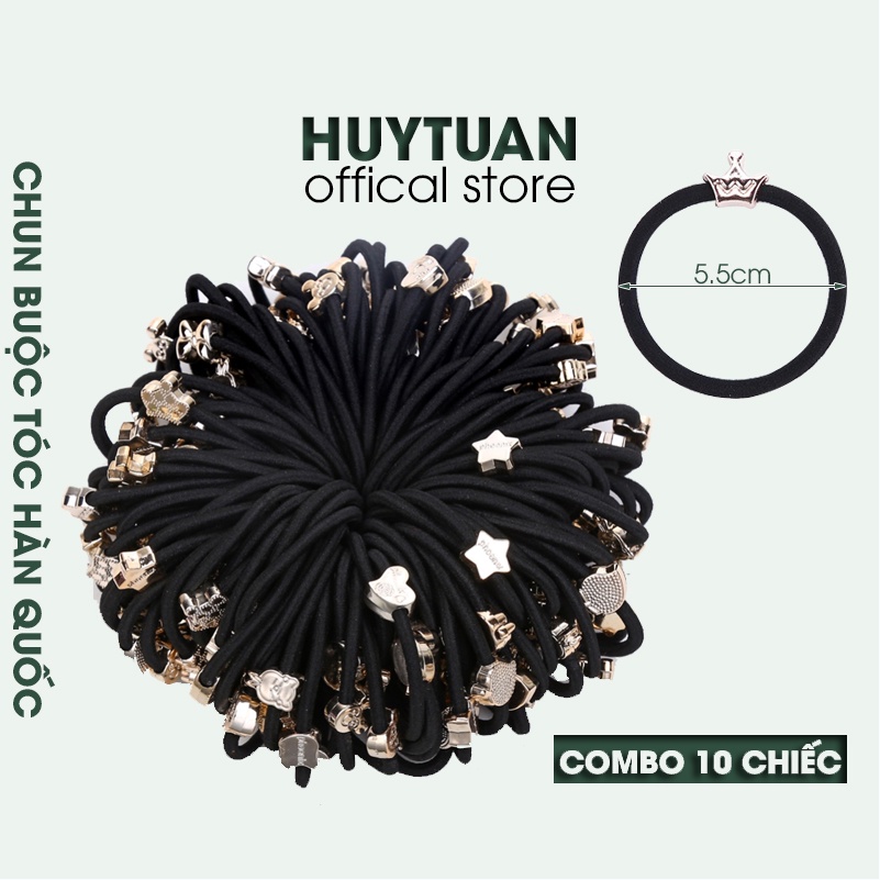 [COMBO 10] Chun buộc tóc Hàn Quốc - Thun cột tóc dây đen nhiều hình dễ thương (CTD01)