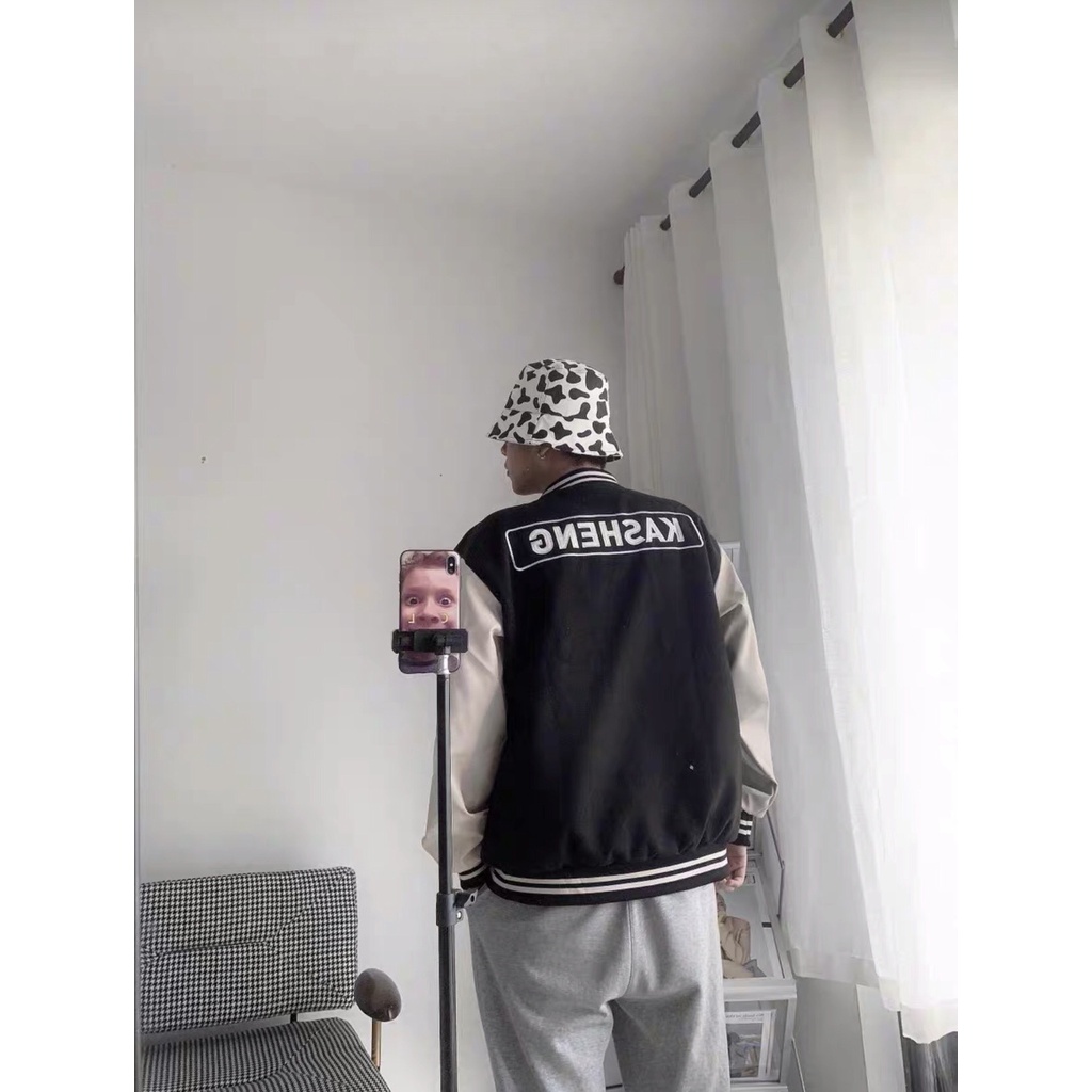 Áo Khoác Dù Bomber Jacket Chất Dù 2 Lớp in Chữ K Phối Tay Form Rộng Unisex Nam Nữ Ulzzang KUN