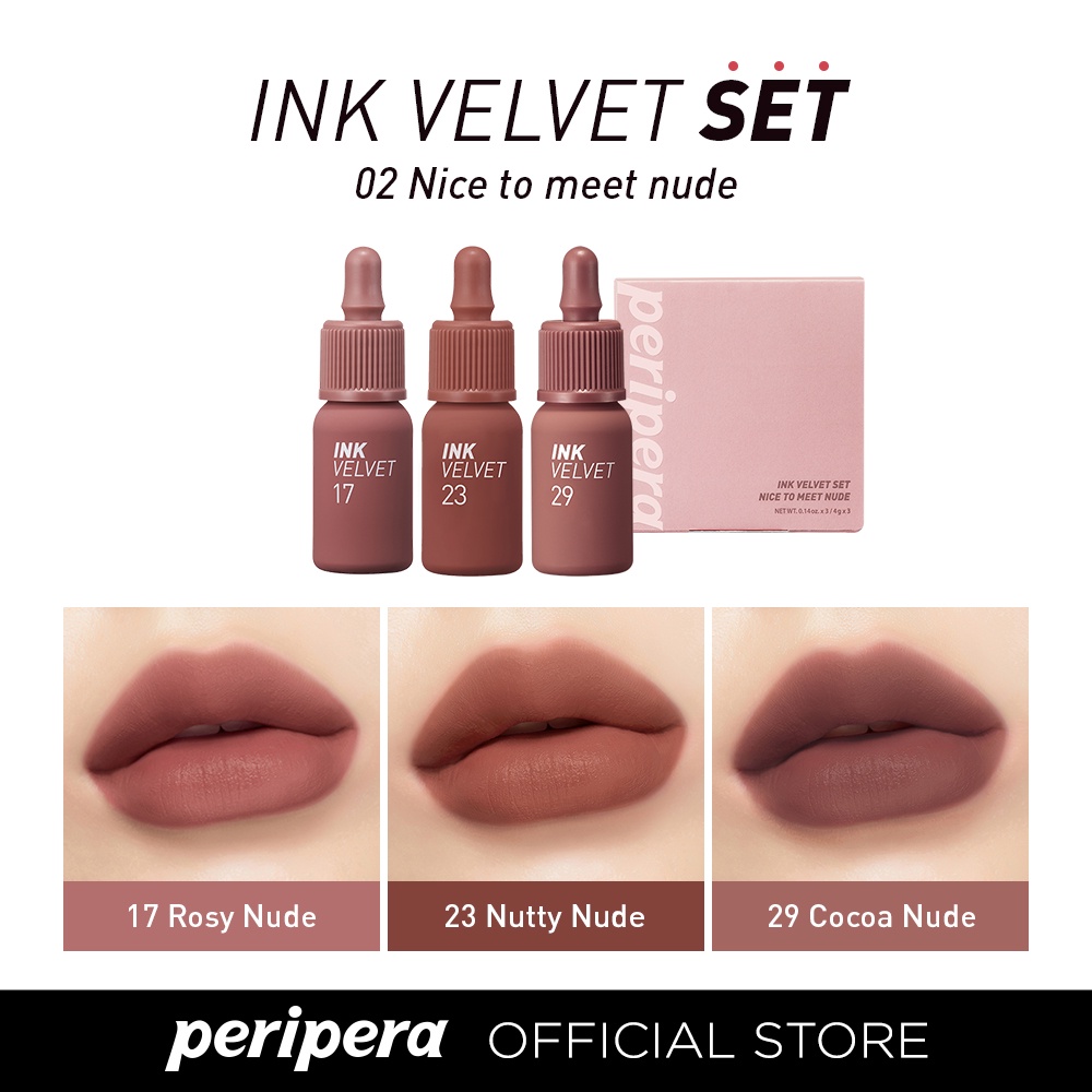 Bộ son môi PERIPERA màu nude mịn màng 4gx3