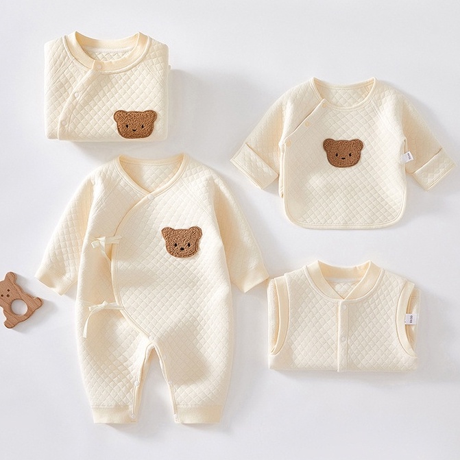 Áo Gile cotton trần bông cao cấp gắn Gấu nâu cute cho bé [Shop Mẹ Bob 86]