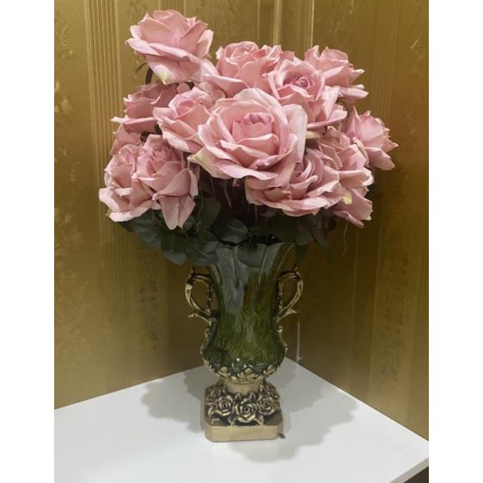 Bình cắm hoa Composite dáng cúp chân vuông S5 cao 31cm (cắm lông công, hoa lụa...)BAO BỂ VỠ