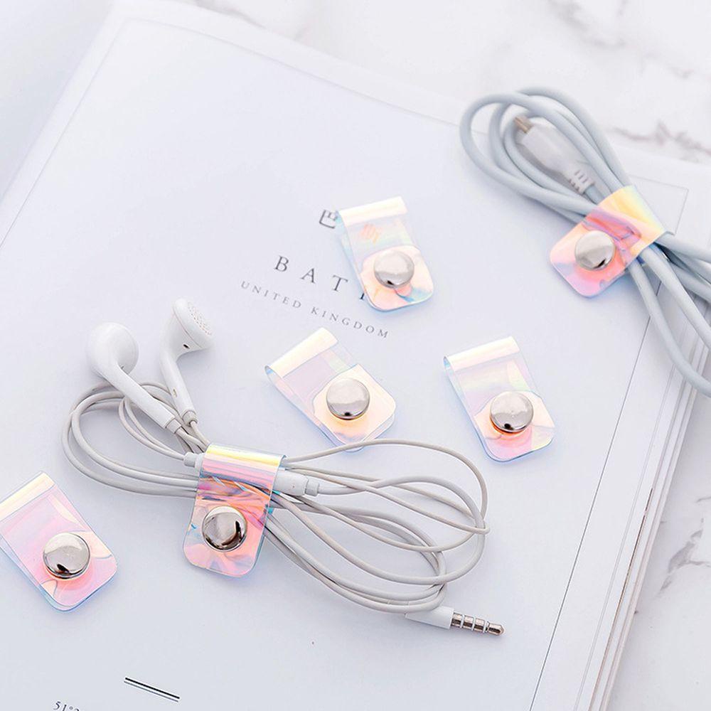 Kẹp Cố Định Dây Cáp USB / Điện Thoại Màu Laser Trong Suốt Để Bàn