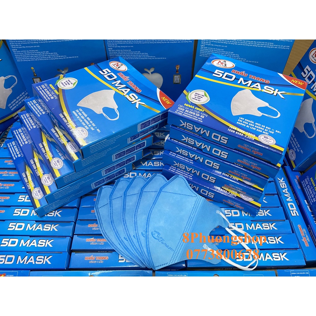 10 hộp khẩu trang 3D mask kháng khuẩn 5D FAMAPRO 3 lớp