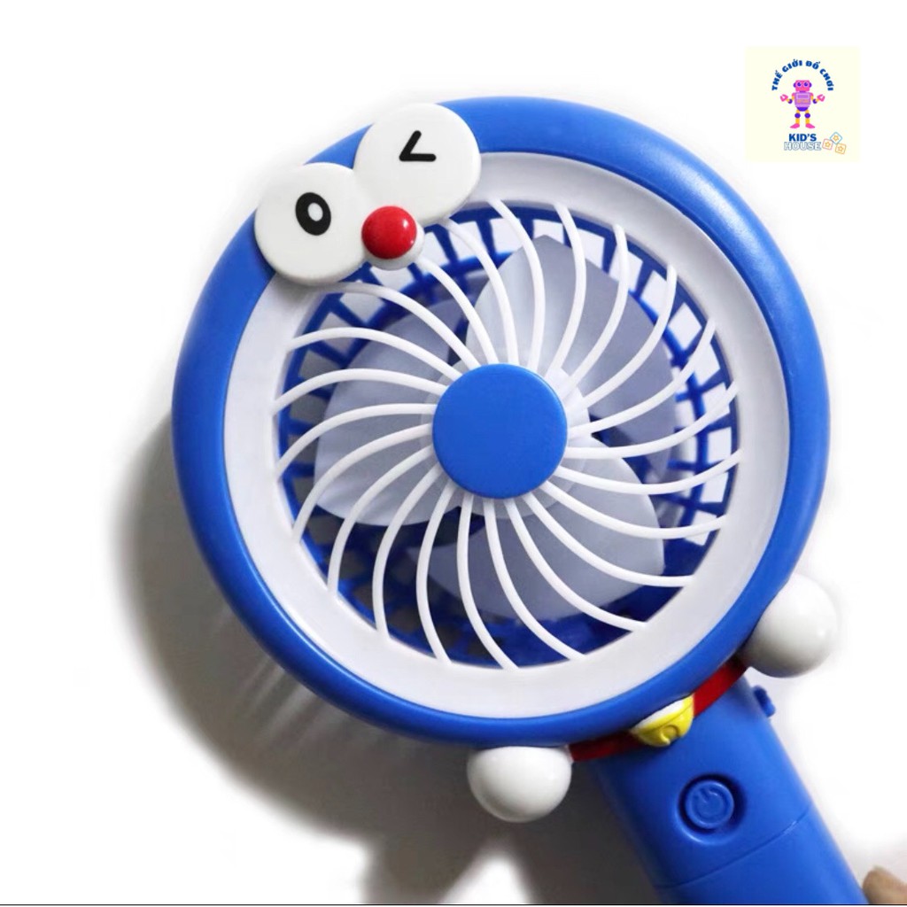 [GIÁ RẺ] Quạt Cầm Tay Mini Có Đế Đèn Led Hình Doraemon TPHCM