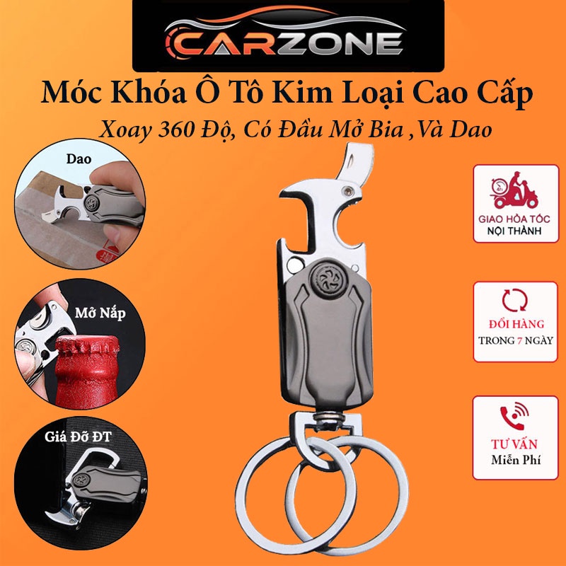 Móc Khóa Ô Tô Kim Loại Cao Cấp –  Móc Chìa Khoá Xoay 360 Độ, Có Đầu Mở Bia Tích Hợp Spinner Giảm Stress CARZONE.TOP