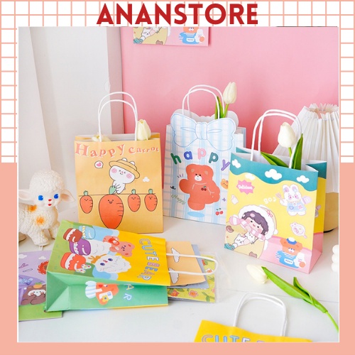 Túi Đựng Quà Giấy Cứng Cao Cấp, Túi Quà Tặng Hoạt Hình Cute ANANStore