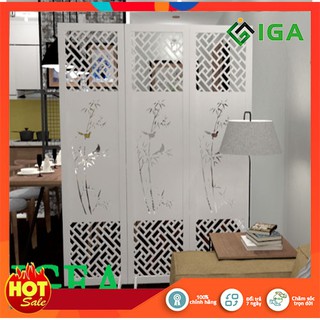 Vách Ngăn Bình Phong trúc- IG489- 3 cánh kèm chân đủ
