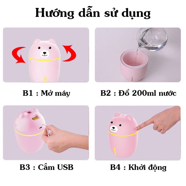 Máy phun sương - tạo ẩm 280ml  -  | 4 in 1 | Có quạt + đèn USB  - BLIFE - BH 3 Tháng