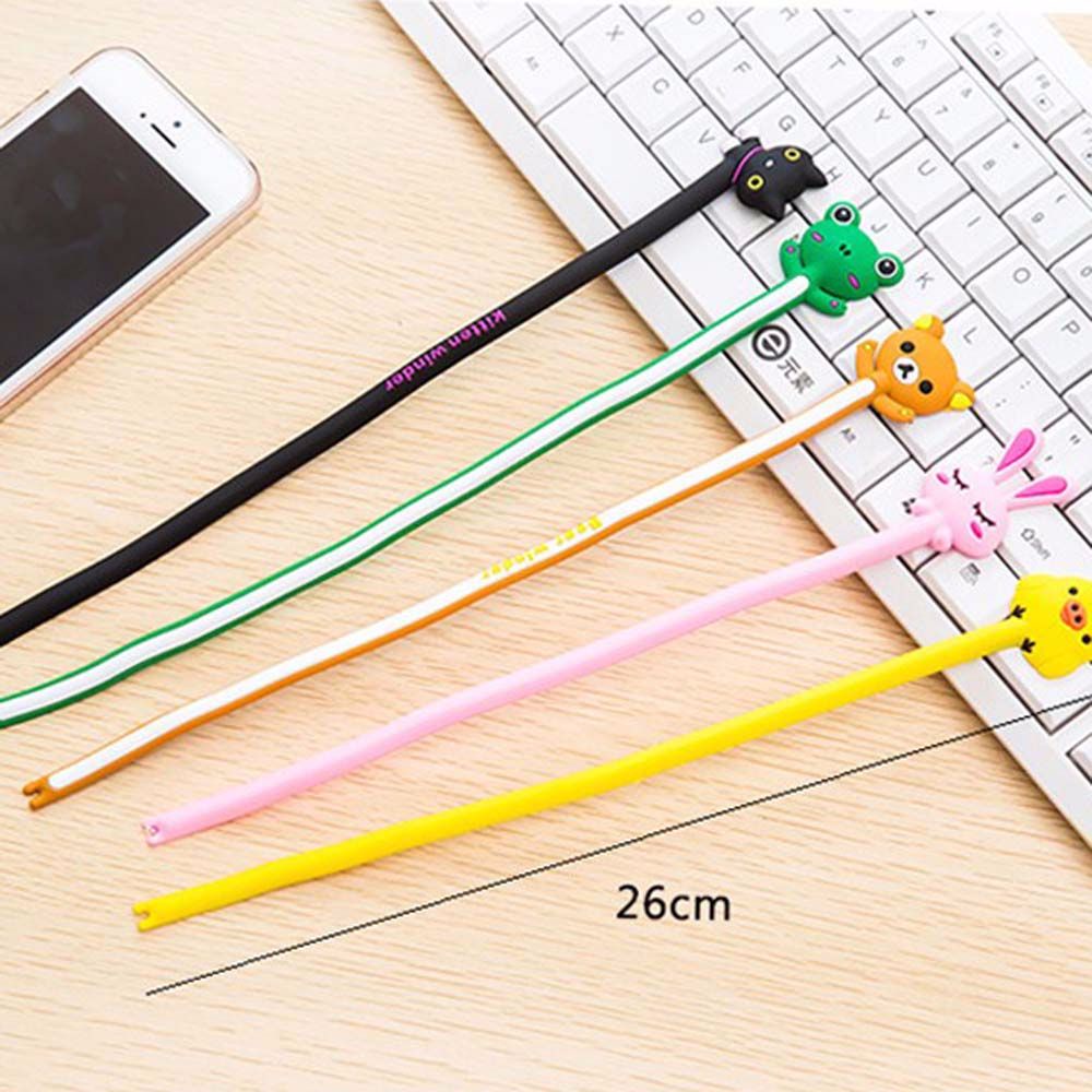 Phụ kiện kẹp dây cáp điện thoại bằng PVC họa tiết hoạt hình dễ thương nhiều màu sắc