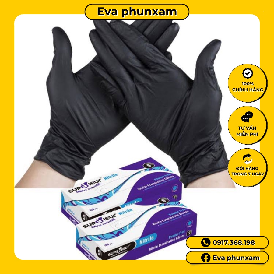 (50-100 cái)Găng tay y tế không bột màu đen | màu xanh hộp