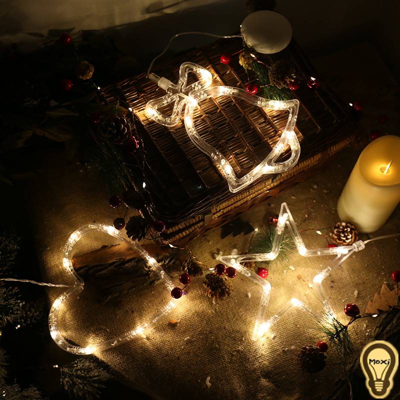 【FLASH SALE] Đèn LED nhiều mẫu NOEL GIÁNG SINH Sử Dụng PIN Có Nút Hít Mặt Kính trang trí DECOR TẾT MOXI.