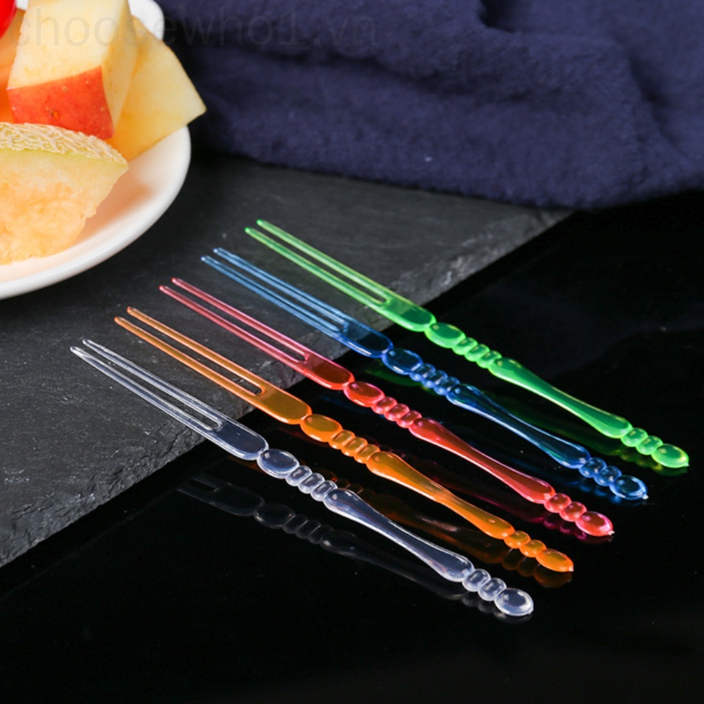 Set 80 nĩa nhựa 2 răng ăn trái cây/salad/đồ tráng miệng sử dụng tiện lợi