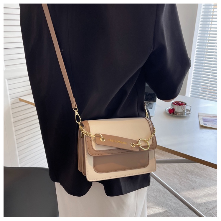 Túi xách IELGY đeo chéo vai hình vuông nhỏ màu tương phản thời trang đơn giản