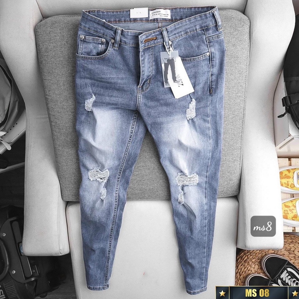 Quần jean nam xanh rách cao cấp-chất bò co dãn 4 chiều-from chuẫn thời trang Lady-Hn Store88 o4