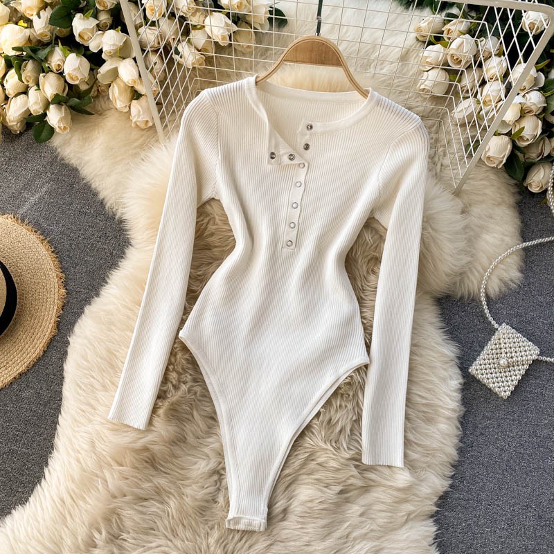 Bodysuit nữ dài tay gài cúc khoét hông cao BB02
