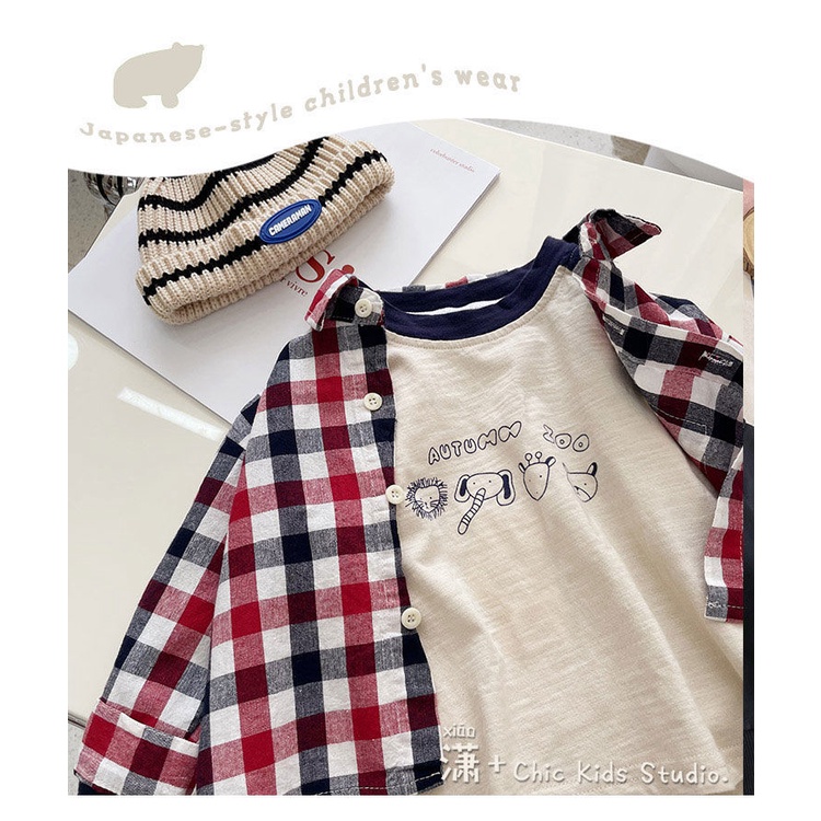 [Babycat] Hàng Có Sẵn Áo Thun Mỏng Tay Dài Phong Cách Nhật Hàn Nhật Bản Thời Trang Mùa Xuân Dáng Rộng Dành Cho Bé Trai 2022