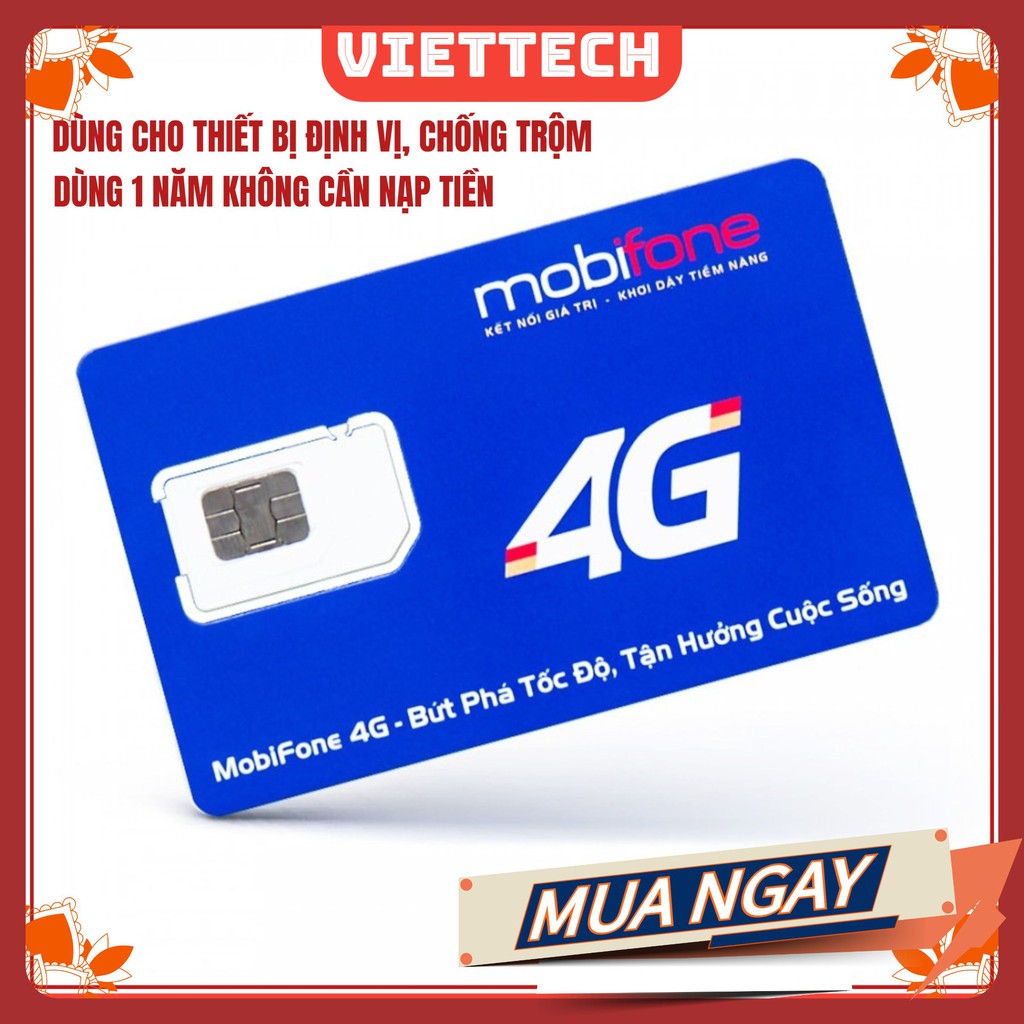 Sim 4G Mobi cho thiết bị định vị xe máy, ôtô - Dùng 1 năm không cần nạp tiền