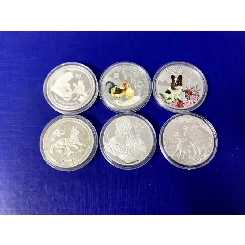 Đồng xu con giáp mạ vàng mạ bạc hình con khỉ gà chó chuột trâu dùng làm quà tặng trưng bày lưu niệm kèm hộp tròn đựng xu