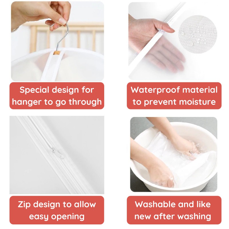 [4 kích cỡ] vỏ quần áo chống bụi, vỏ chống bụi, túi đựng áo khoác, túi đựng đồ