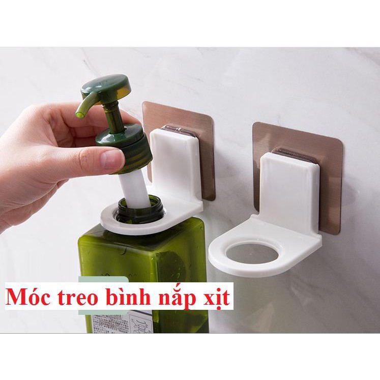 MÓC DÁN TƯỜNG TREO BÌNH NƯỚC RỬA TAY, DẦU GỘI, SỮA TẮM CÓ VÒI XỊT SIÊU