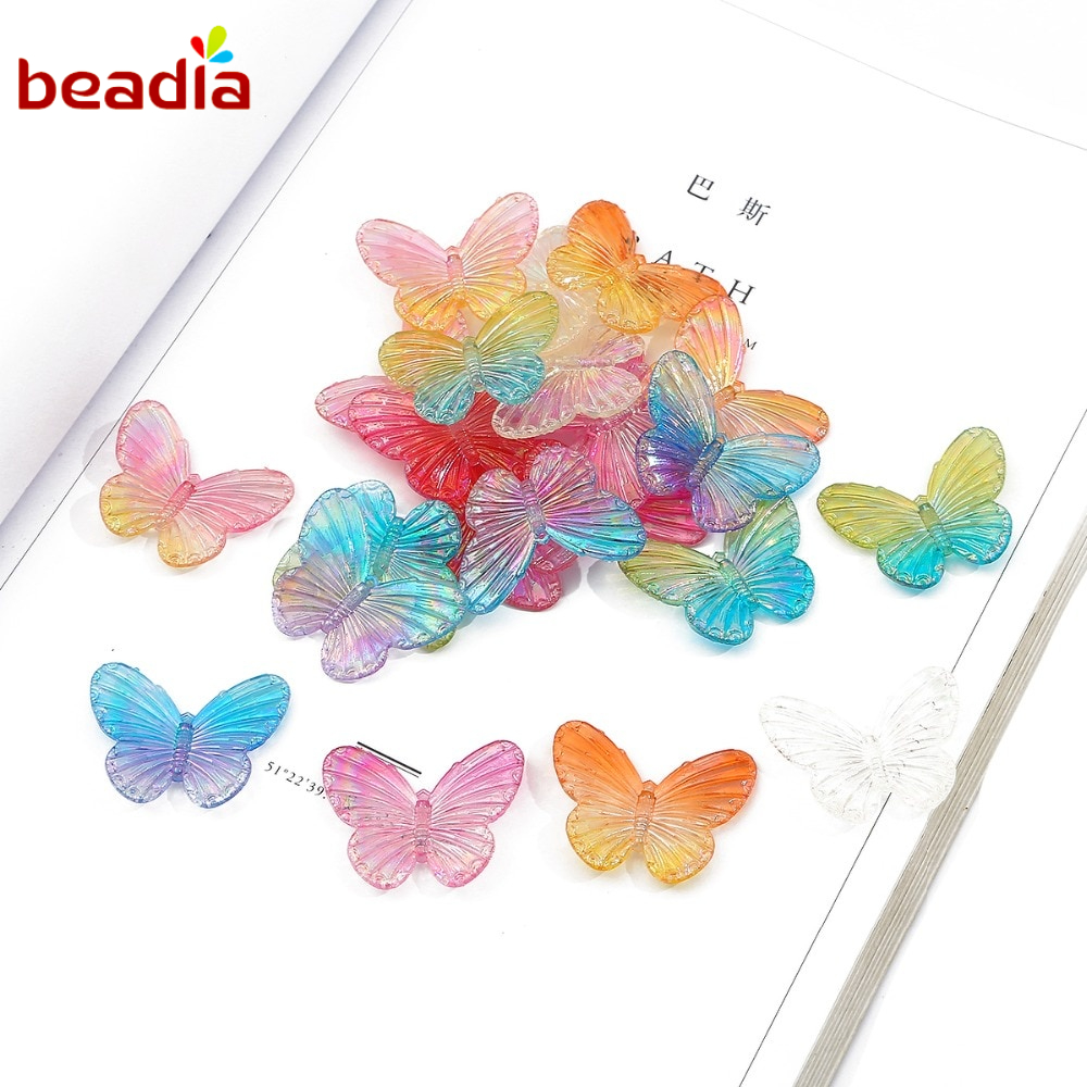 Mặt Vòng cổ Beadia Bằng Acrylic Hình Bướm Lấp Lánh Nhiều Màu Có Lỗ Dùng Làm Trang Sức DIY