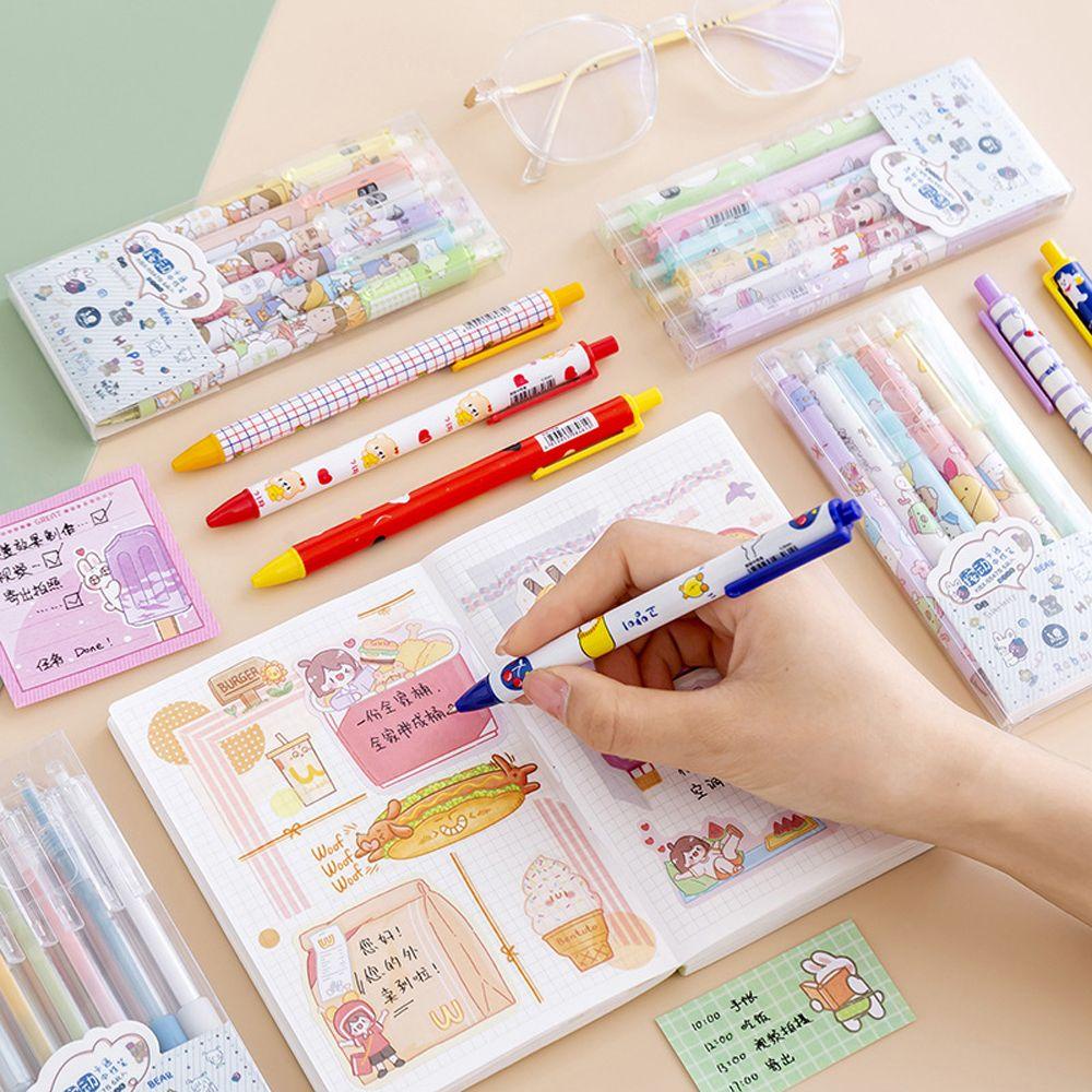 Set 6 Bút Bi Mực Gel Nhanh Khô Dung Tích Lớn Phong Cách Hàn Quốc Cho Học Sinh