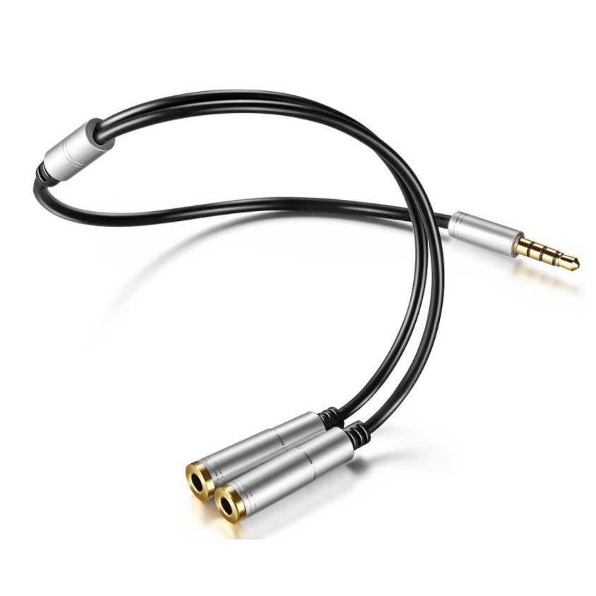 Jack Gộp Chia Tai Nghe Từ 1 Cổng 3,5mm Thành 2 Cổng 3,5mm 1 CHÂN AUDIO VÀ 1 CHÂN MICRO mic Loại Đẹp (Dài 30 Cm)