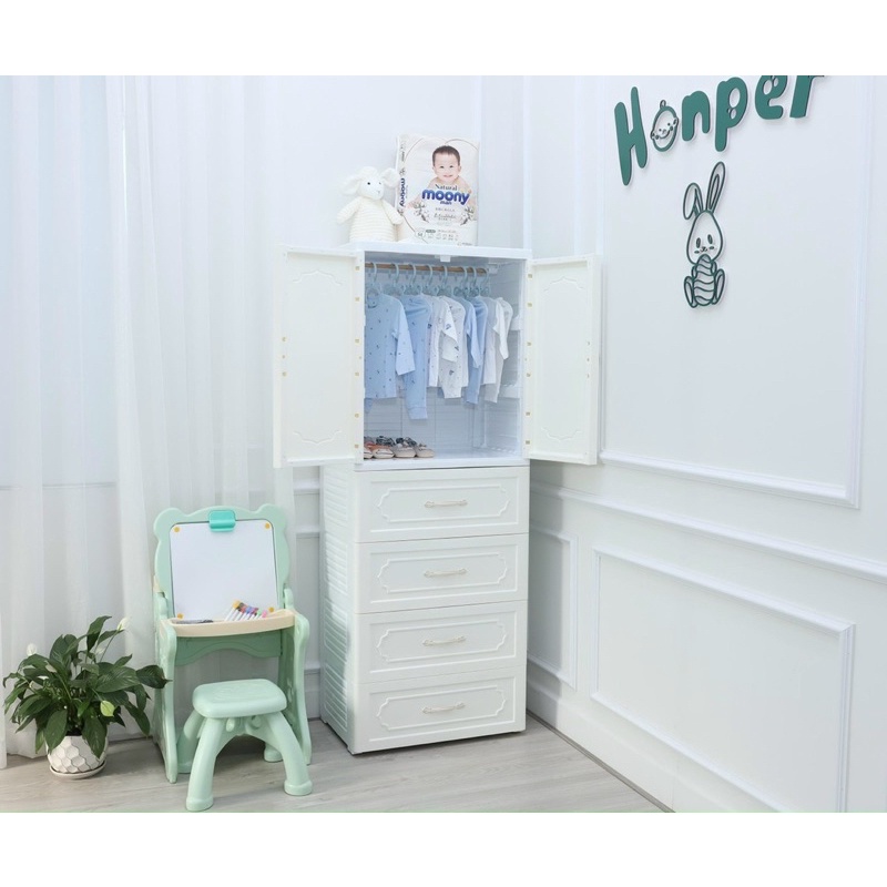Tủ nhựa Honper 5 tầng vân gỗ cao cấp