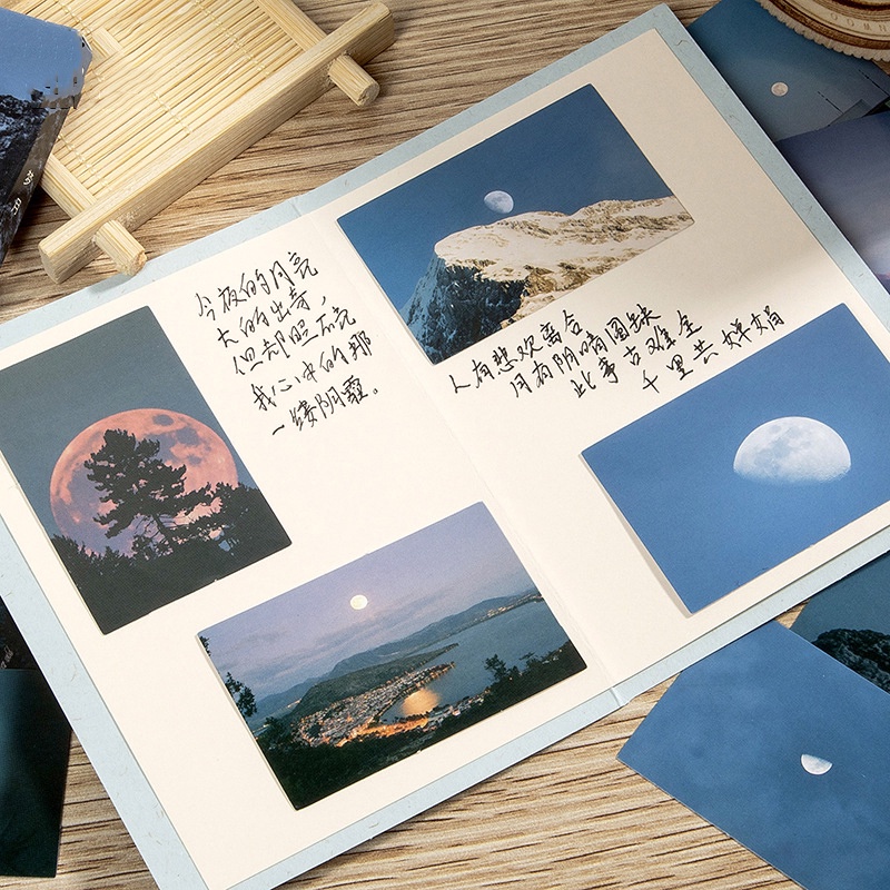 Set 30 hình dán trang trí album ảnh / nhật ký hình phong cảnh nghệ thuật