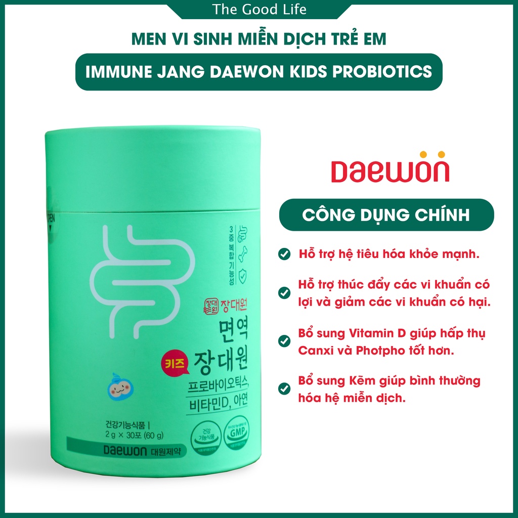 Men Vi Sinh Miễn Dịch Trẻ em Immune Jang Daewon Kids Probiotics Đánh Bay Táo Bón,Tăng Sức Đề Kháng Đường Ruột Hộp 30 gói