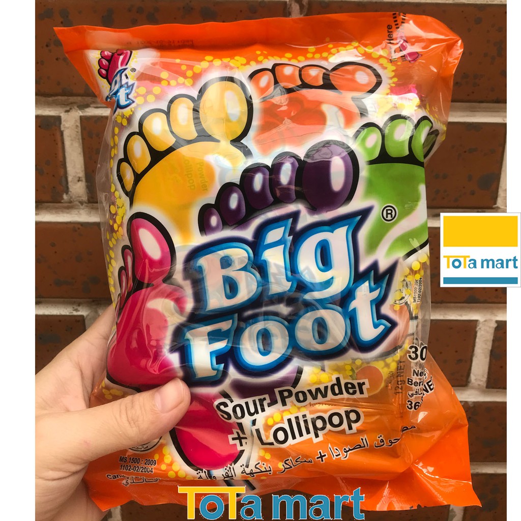 Kẹo mút bàn chân BIG FOOT Malaysia gói lớn 360g , gói nhỏ 72g . HSD ghi bên dưới.