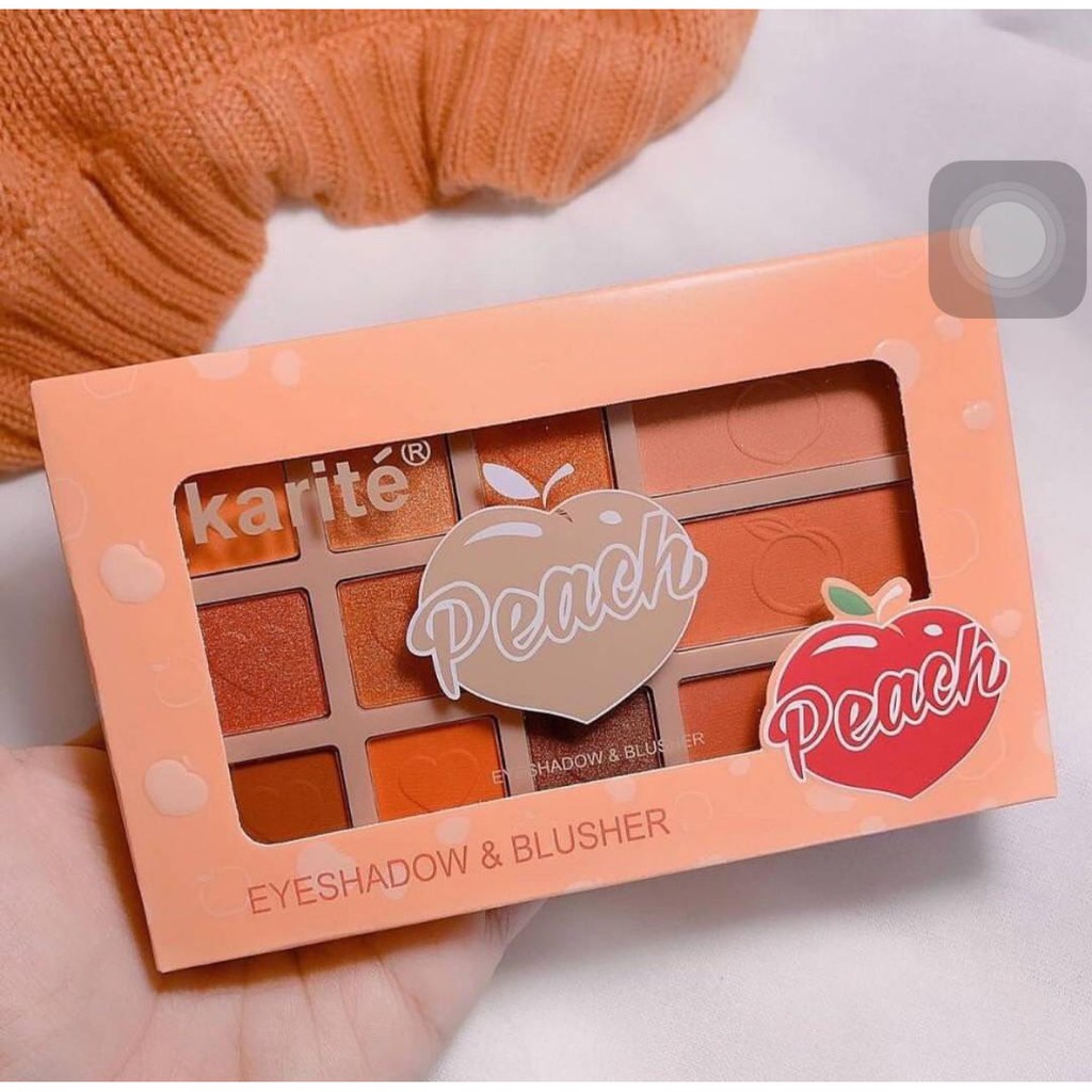 [2in1] Phấn Mắt 9 Ô Màu Nhũ Lì + 3 Tone Má Hồng Siêu Đẹp Karite Peach Eyeshadow & Blusher No.87252 | BigBuy360 - bigbuy360.vn