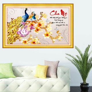 Tranh đính đá cha mẹ 83*55cm - tự đính