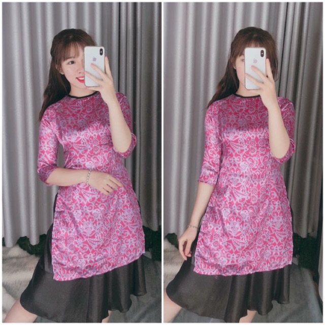 SÉT ÁO DÀI TẾT PHI LỤA ( Áo + chân váy )